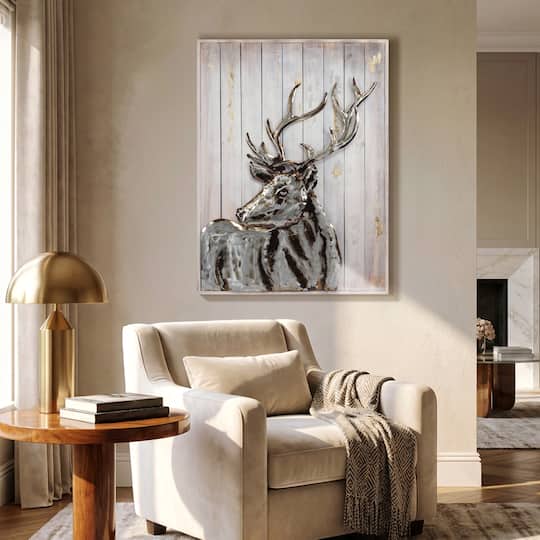 Empire Art Direct 40" x 30" Deer 2 Framed Metal Wall Sculpture